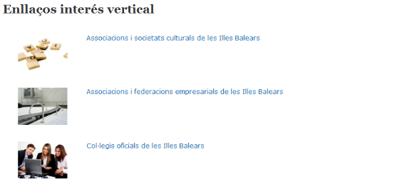 Enllaços presentats en mode Vertical