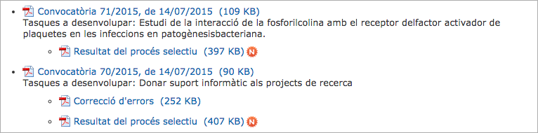 Exemple: llista dels documents d'una carpeta